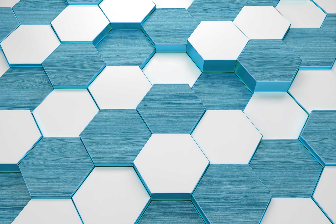 Modern placemat with hexagonal blue design - TenStickers