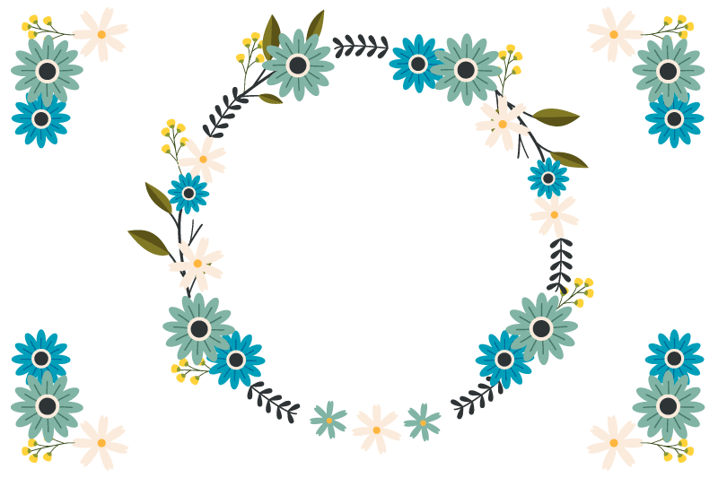 Original placemat floral frame design - TenStickers