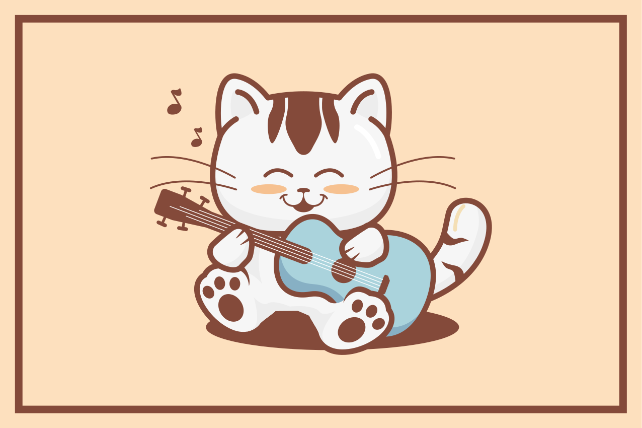 Musician cat cartoon modern placemats - TenStickers