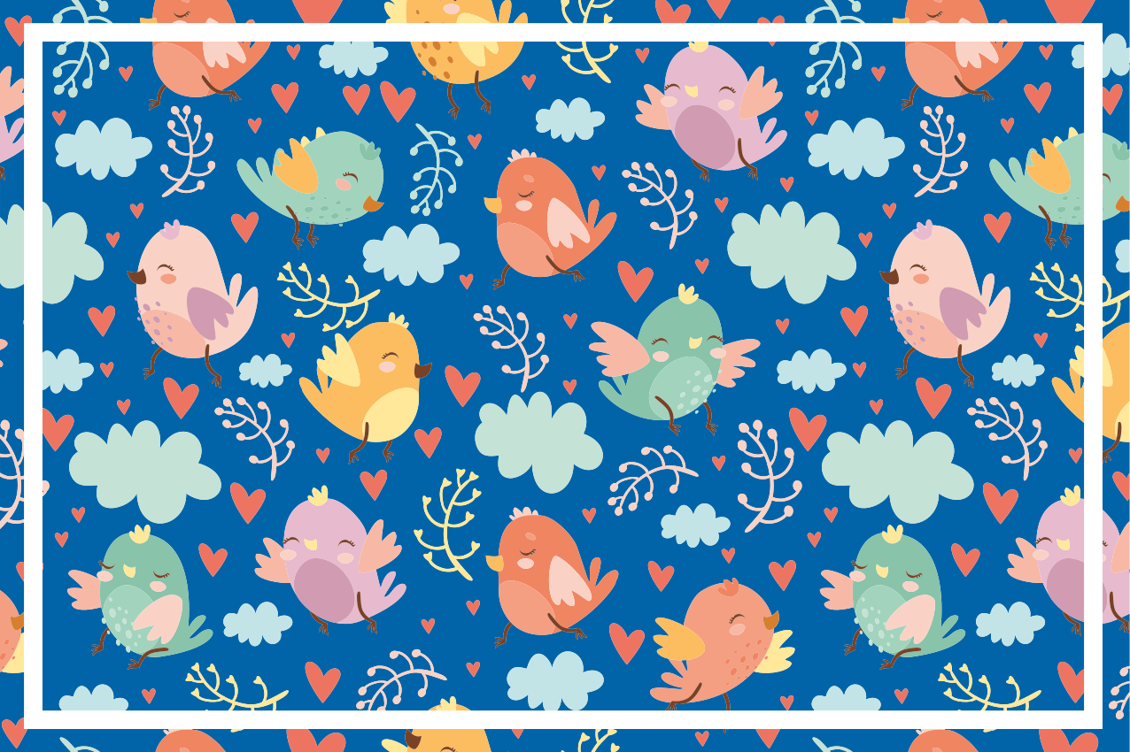 Children placemat with colorful bird patterns - TenStickers