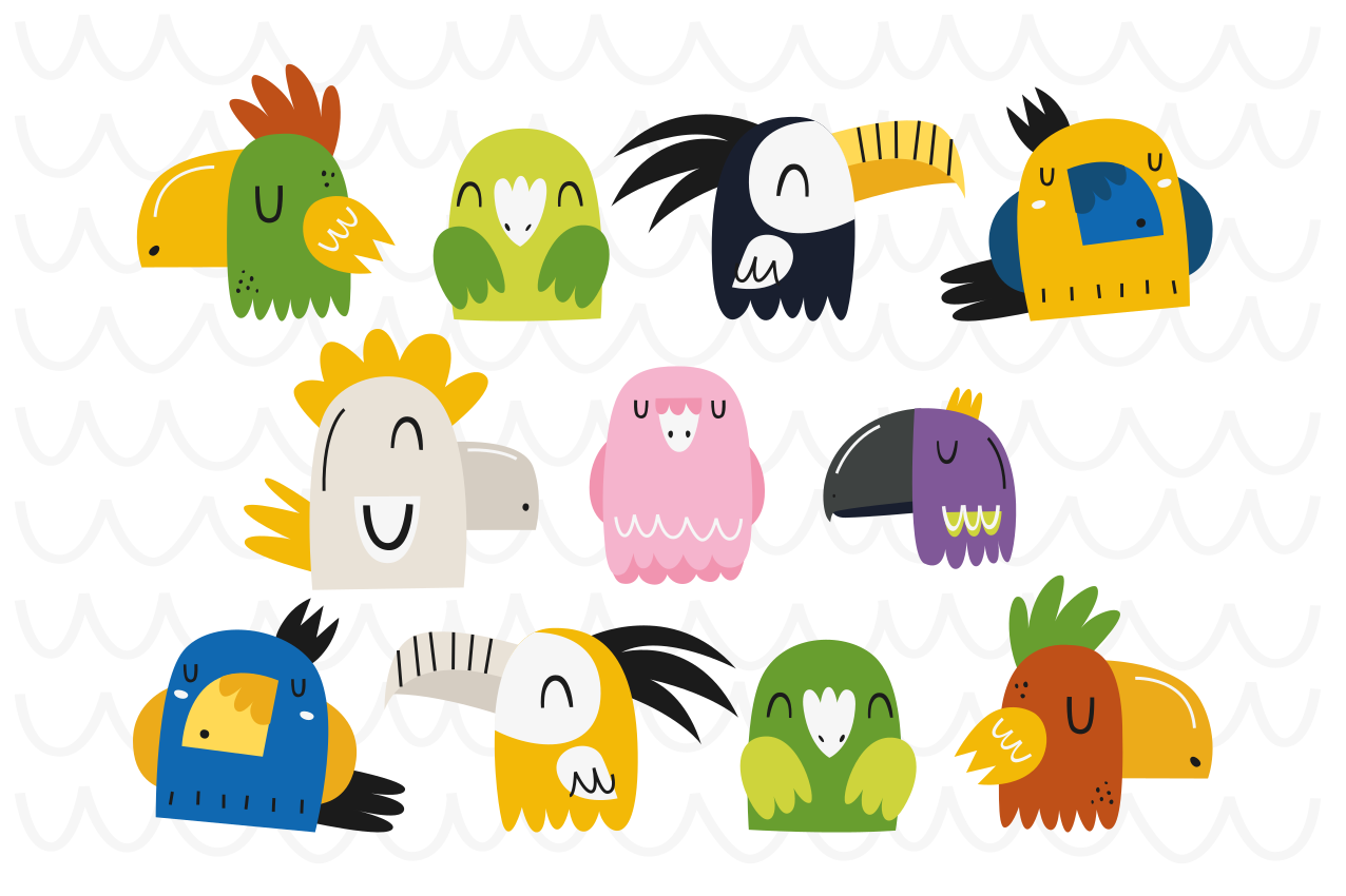 Children placemat colorful bird heads - TenStickers