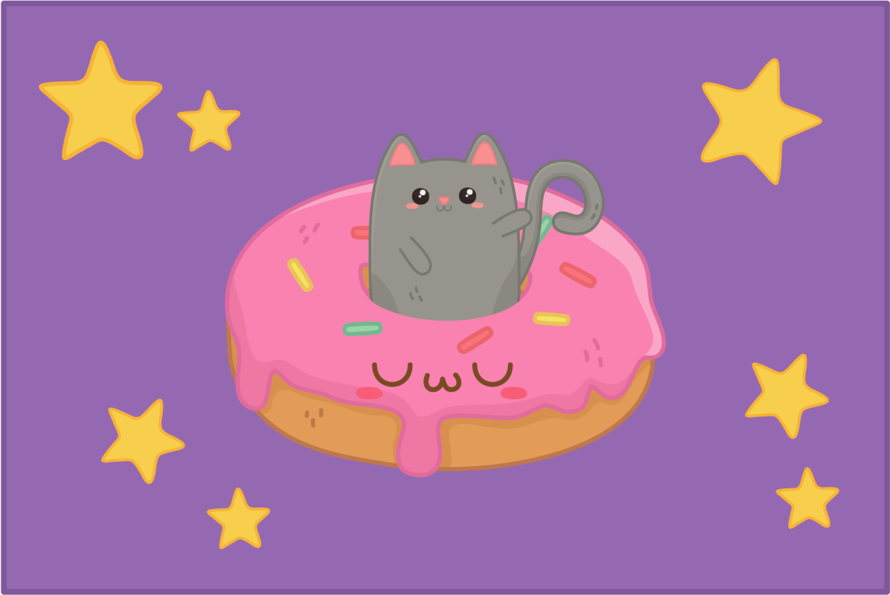 Children placemat cute cat donut design - TenStickers