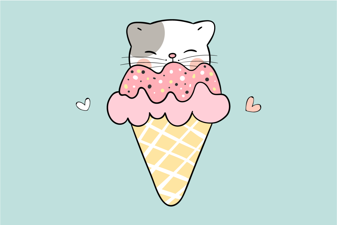 Children placemat cute cat ice cream - TenStickers