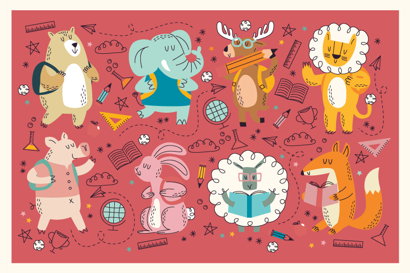 Children placemat colorful animal companions - TenStickers