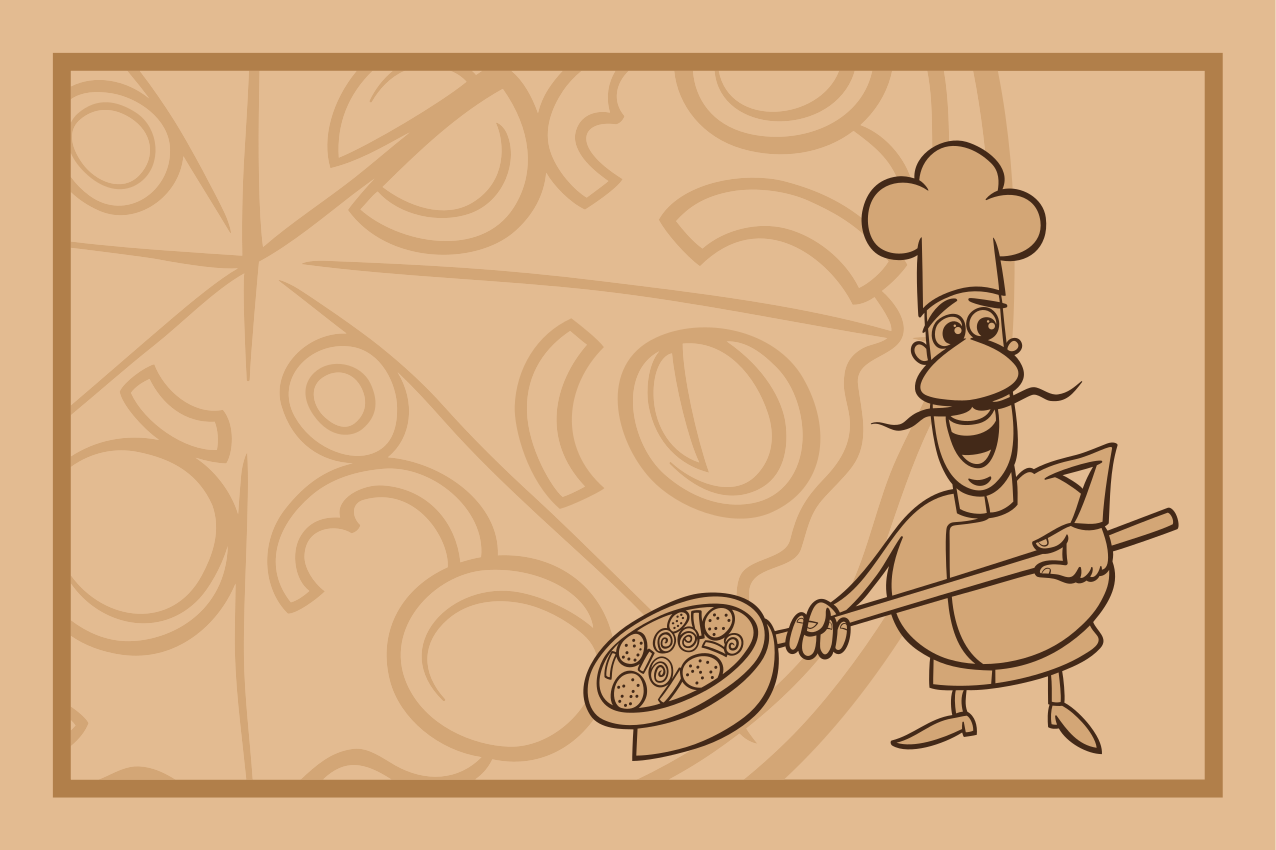 Children placemat featuring chef with pizza - TenStickers