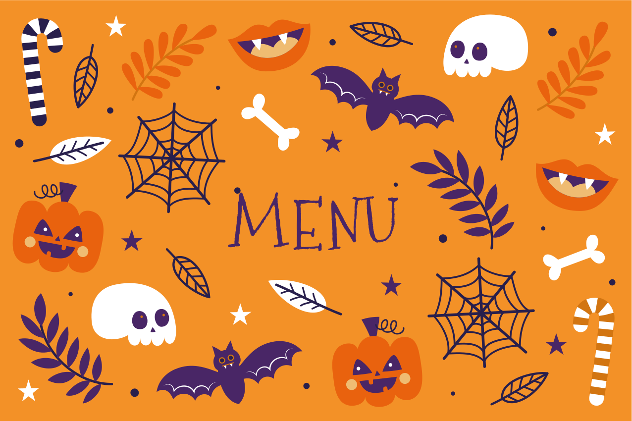 Halloween placemat with spooky halloween menu - TenStickers