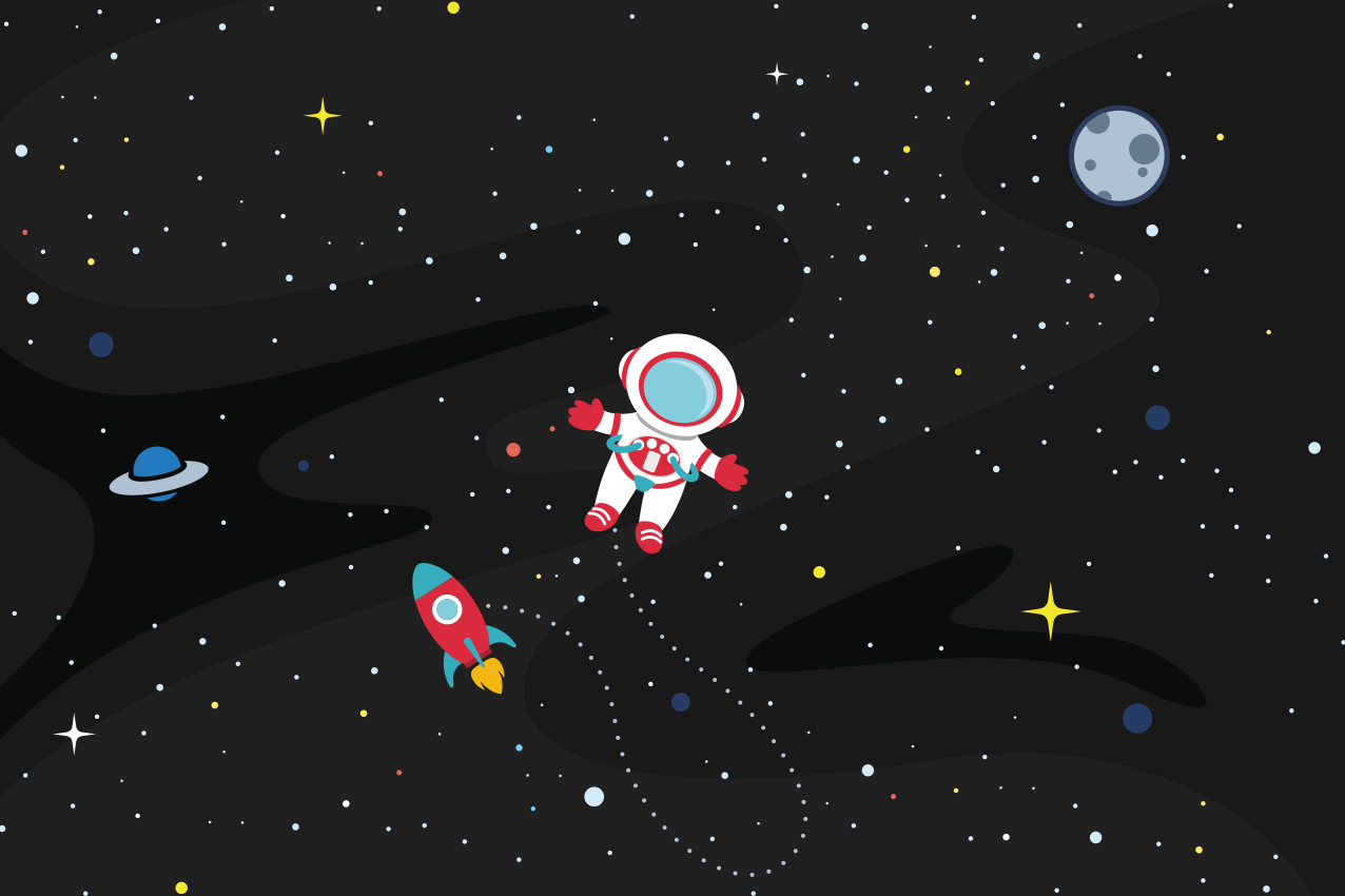 Children placemat astronaut and rocket adventure - TenStickers