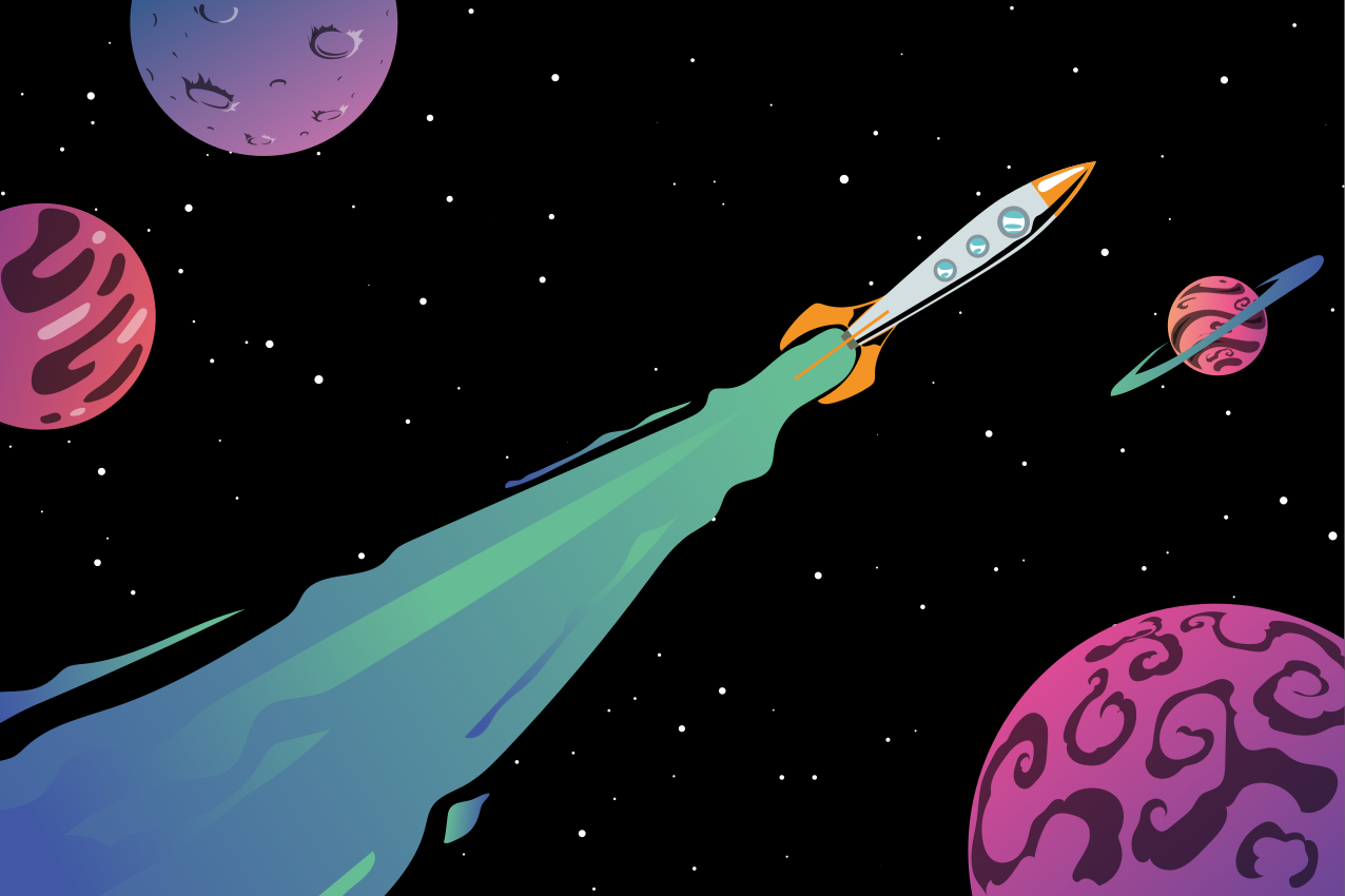 Children placemat rocket launch adventure - TenStickers