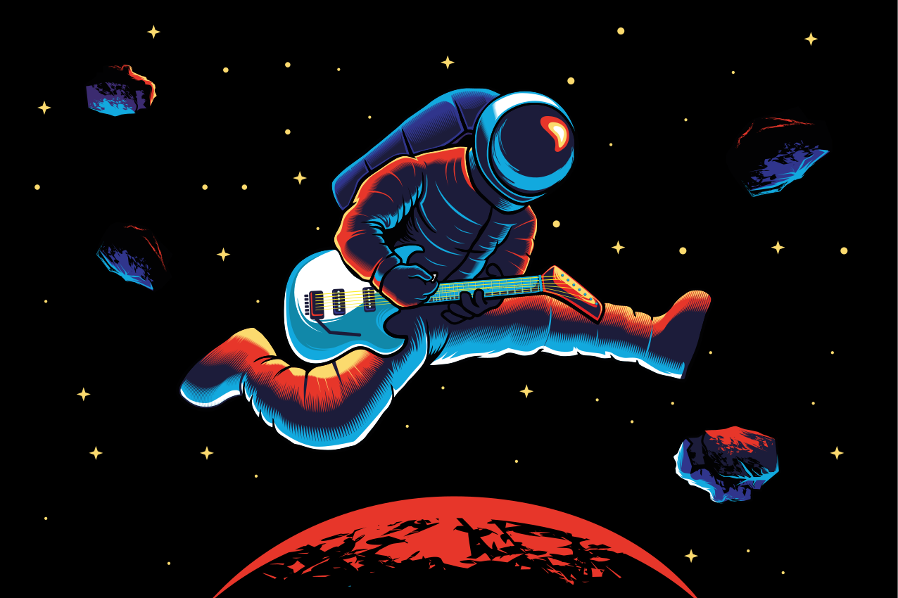 Original placemat astronaut playing guitar - TenStickers