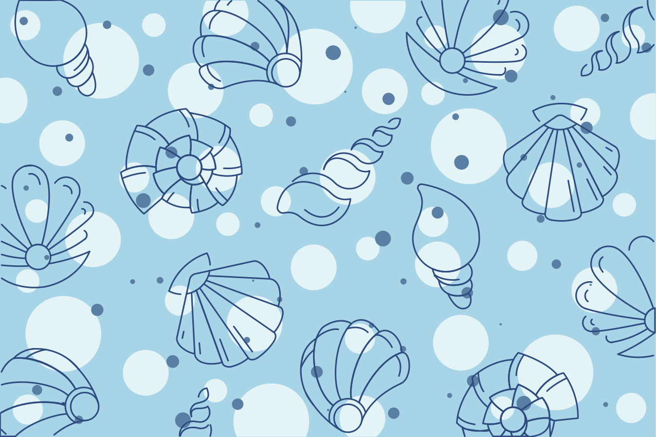 Pattern with shells rectangular vinyl placemats - TenStickers