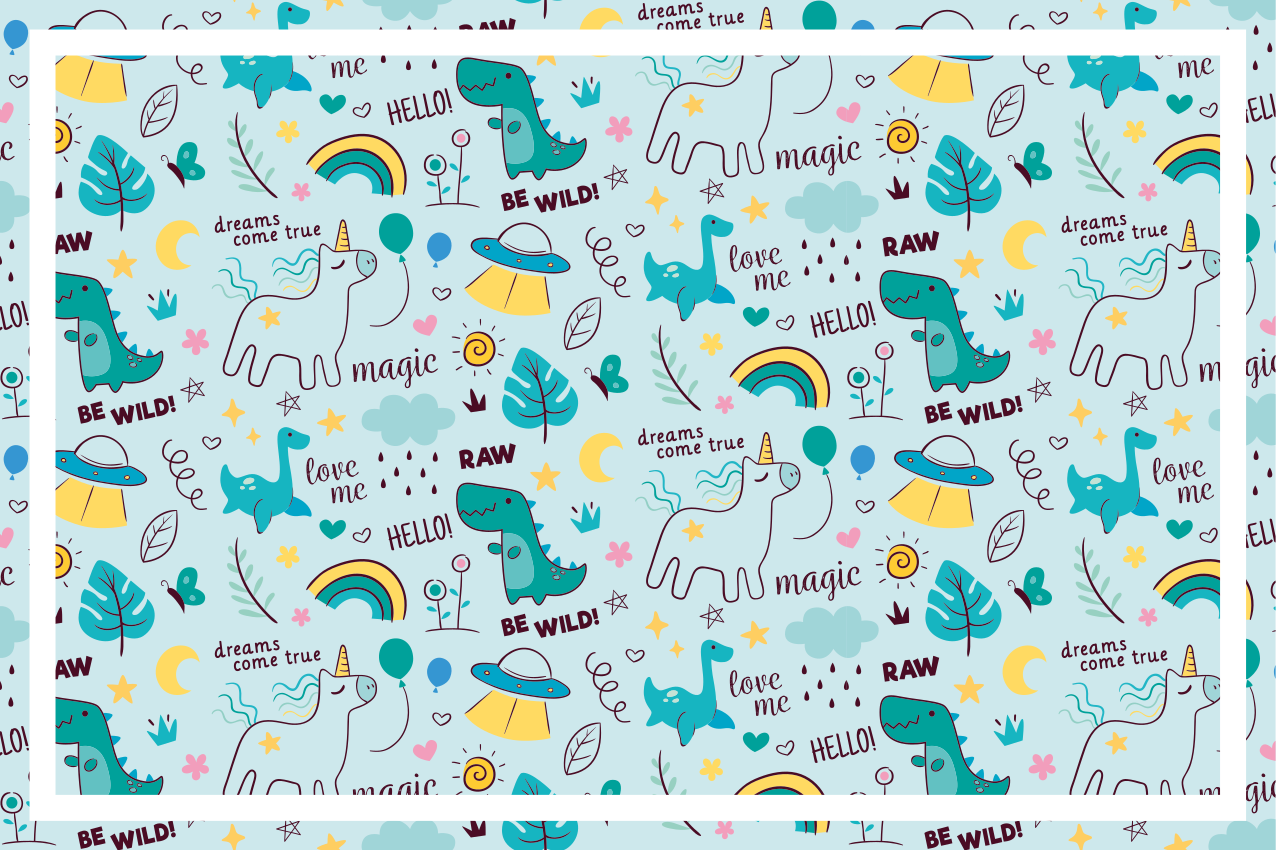 Children placemat colorful dino fantasy - TenStickers