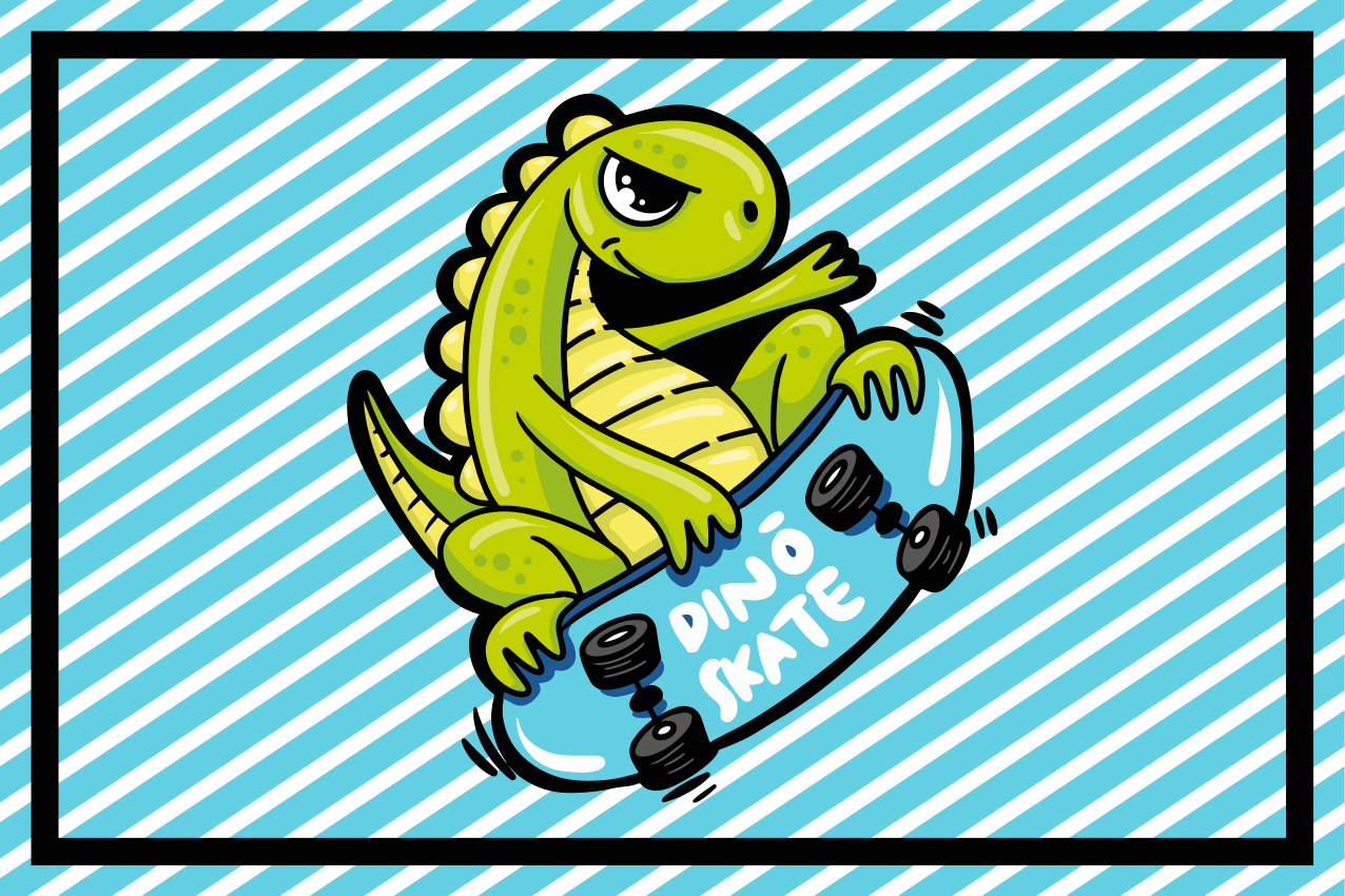 Swag skater T-Rex cartoon original placemats - TenStickers