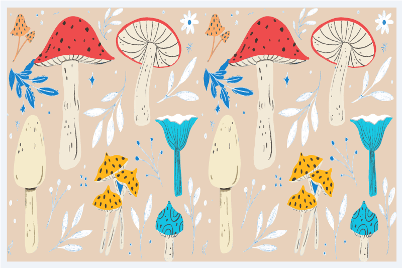 Original placemat whimsical mushroom design - TenStickers