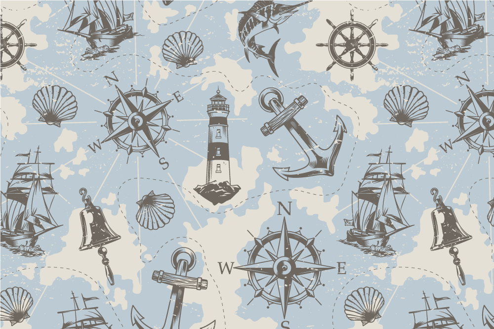 Modern placemat nautical theme design - TenStickers