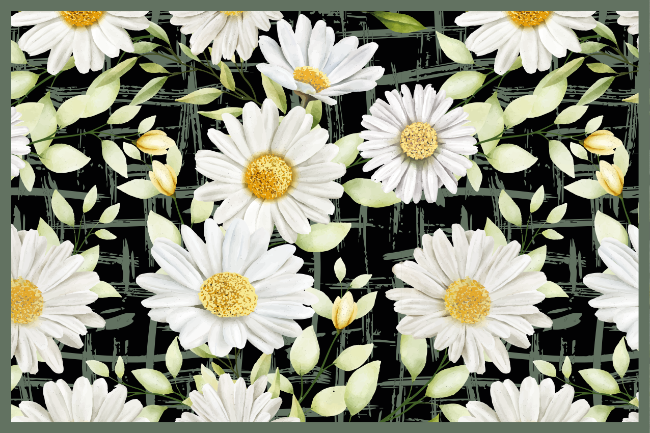 Realistic daisies on stripe floral placemats - TenStickers
