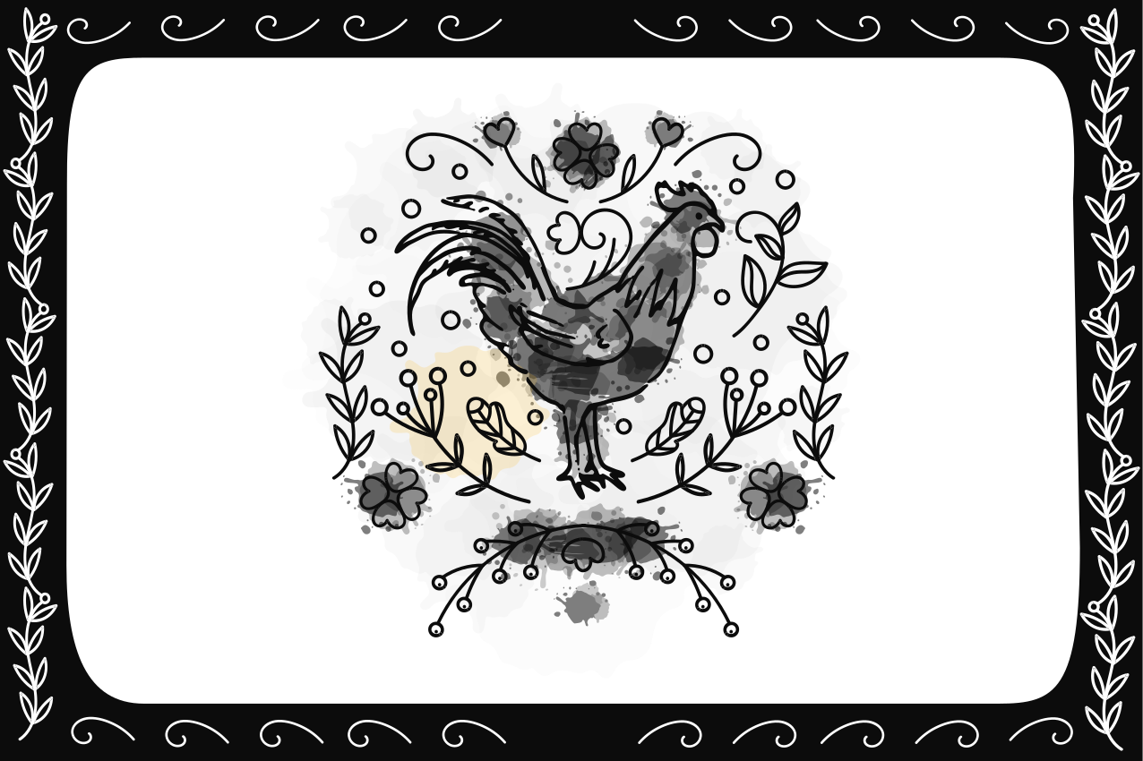 Elegant rooster illustration modern placemat - TenStickers