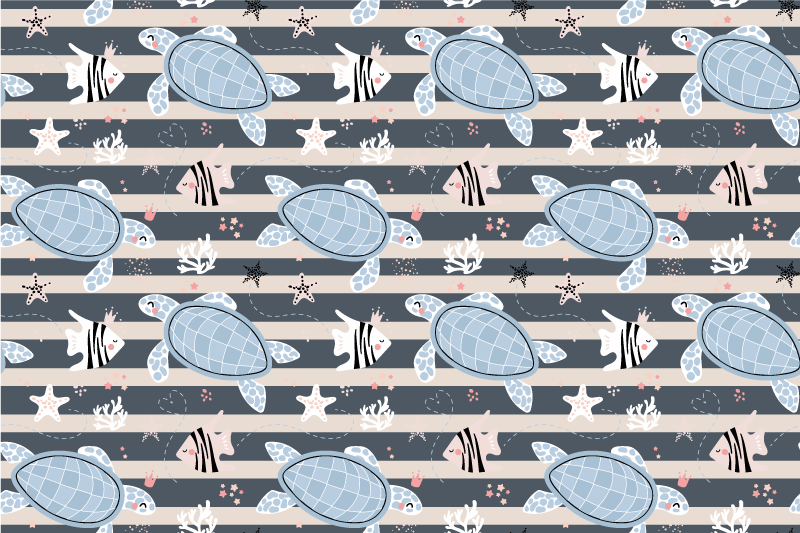 Turtles and stripes nautical Vinyl placemats - TenStickers