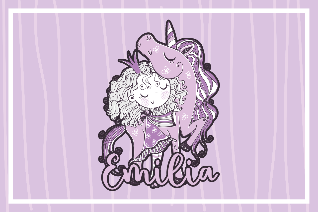 Children placemat cute unicorn hug - TenStickers