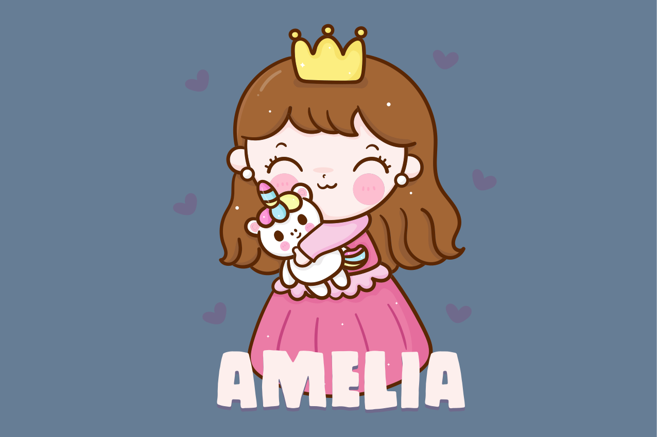 Children placemat cute princess with unicorn - TenStickers