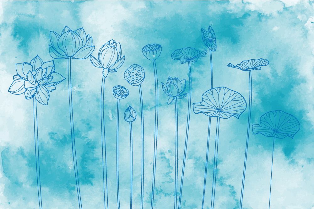 Lotus floral patterns placemat - TenStickers