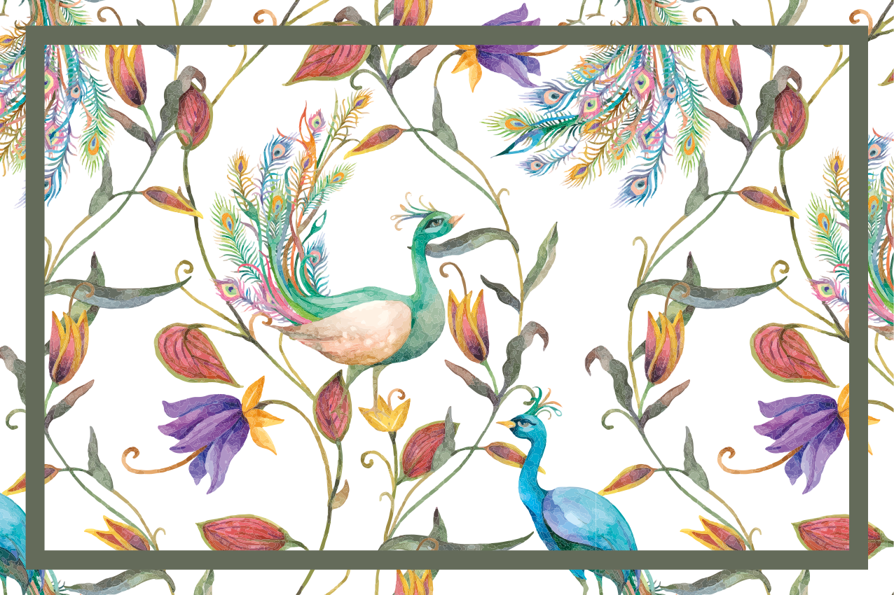 Original placemat peacock floral design - TenStickers