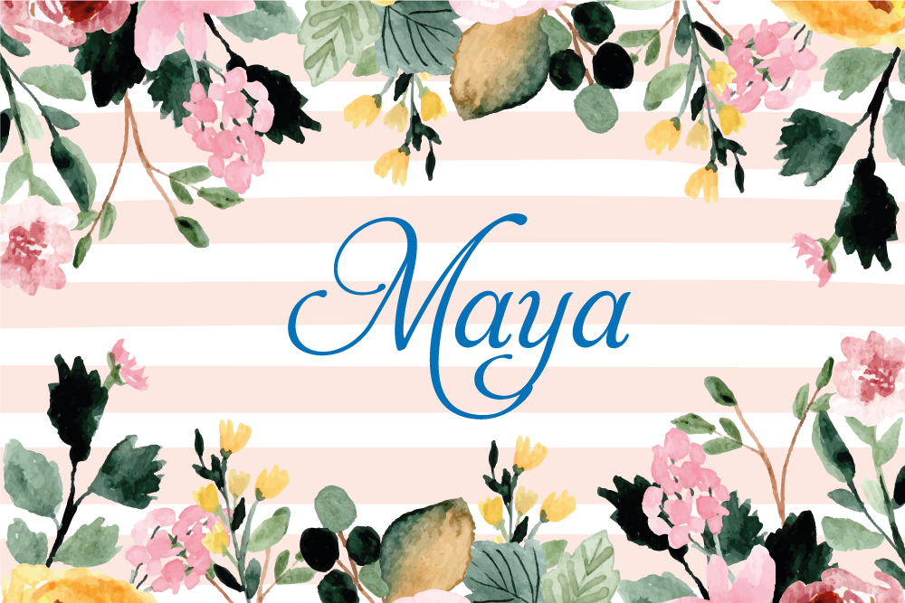 Customisable placemat floral custom name - TenStickers