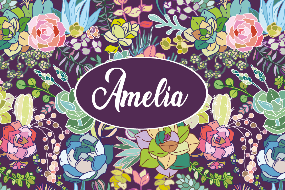 Customisable placemat floral personalized design - TenStickers