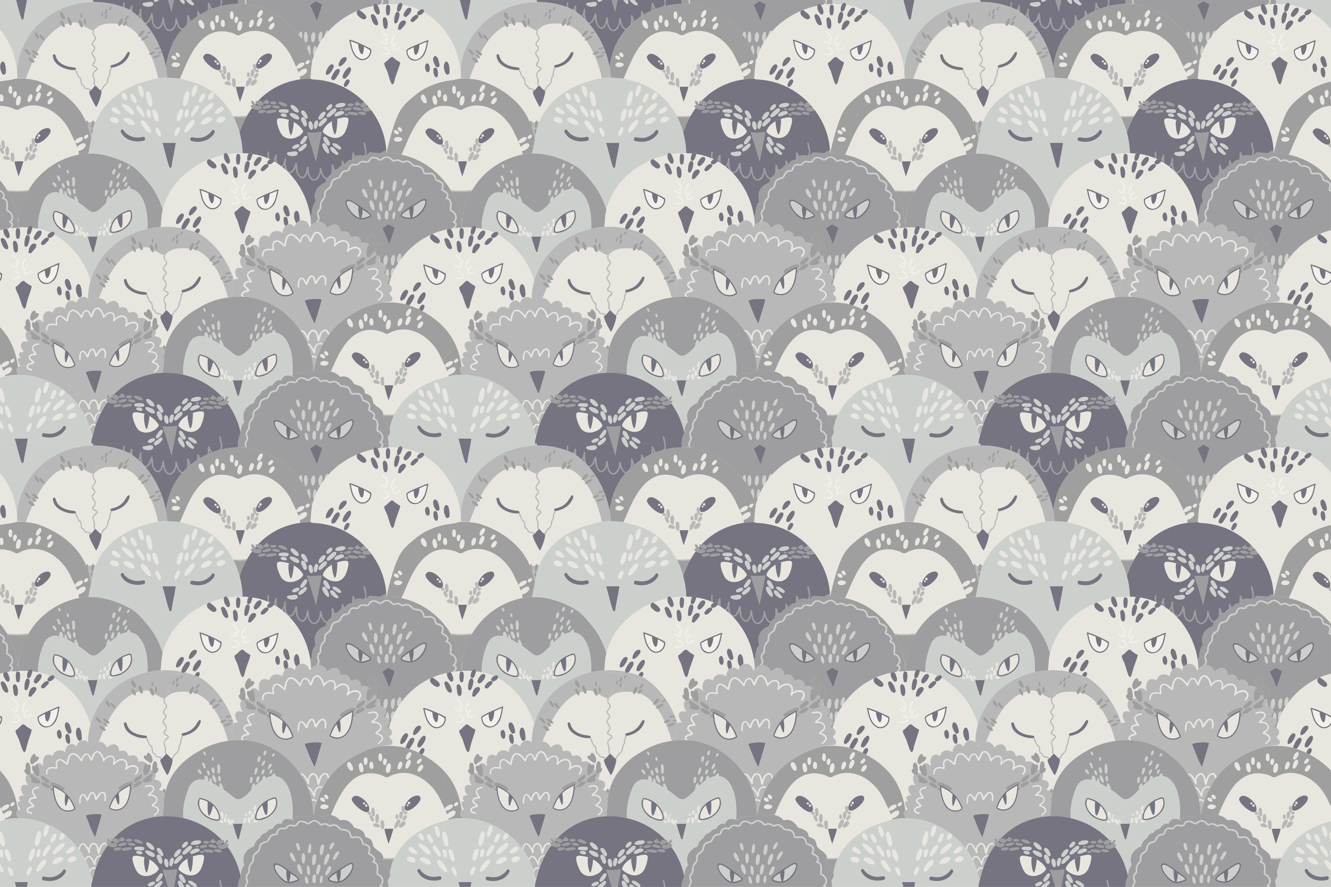 Gray owls in pattern original placemat - TenStickers