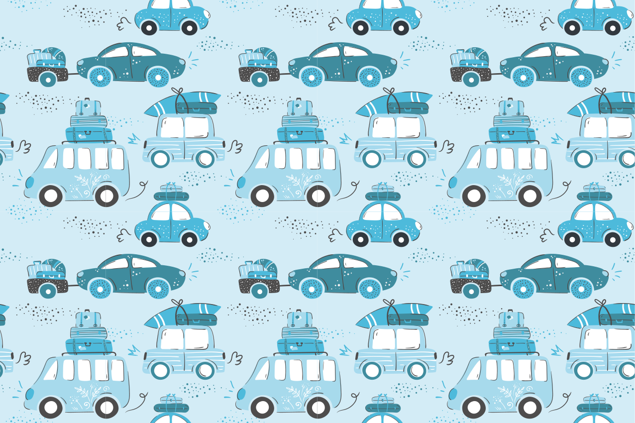 Children placemat cars with luggage design - TenStickers