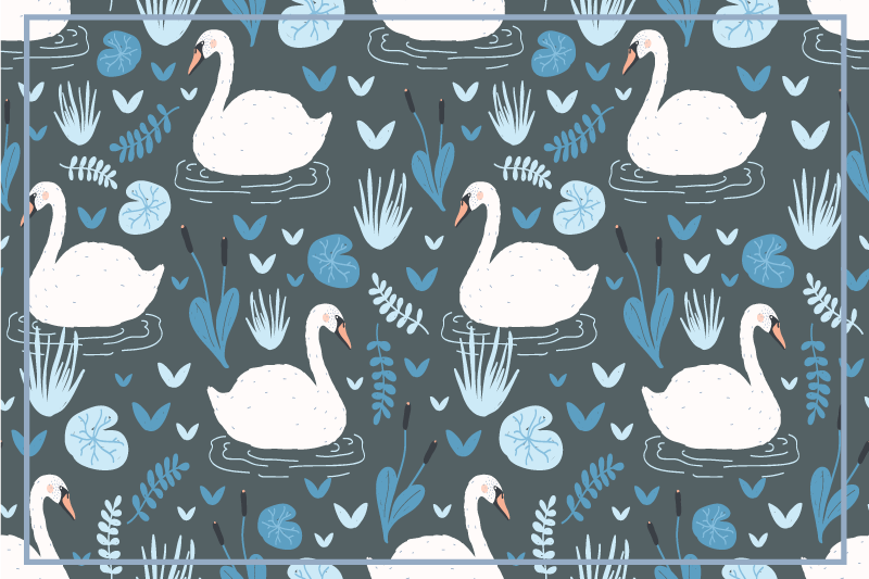 Elegant white swan pattern children placemats - TenStickers