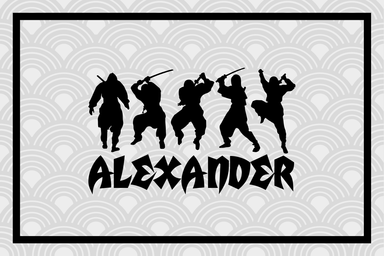 Customisable placemat ninja warrior silhouettes - TenStickers