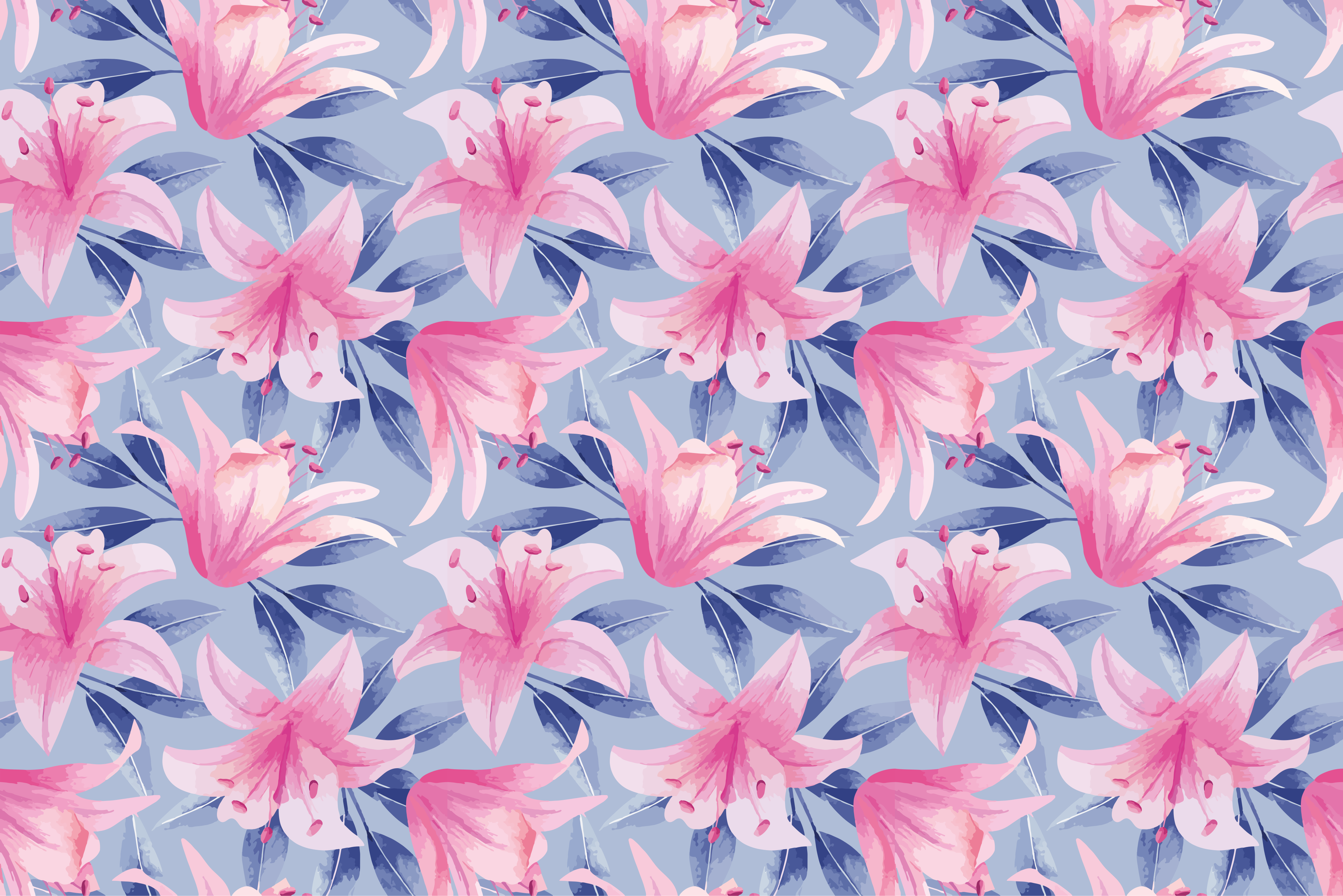 Original placemat floral pink lily design - TenStickers