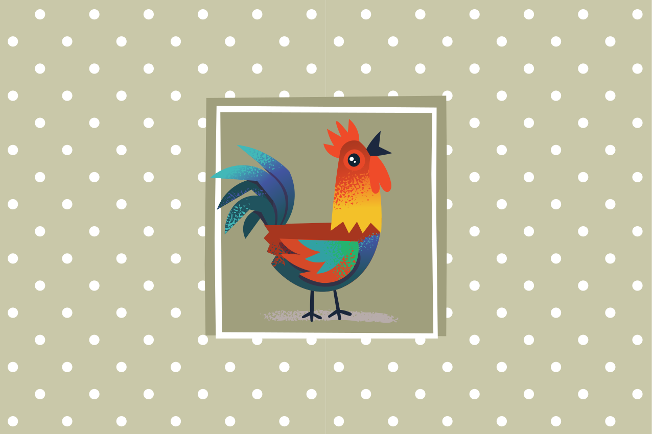 Children placemat colorful rooster design - TenStickers
