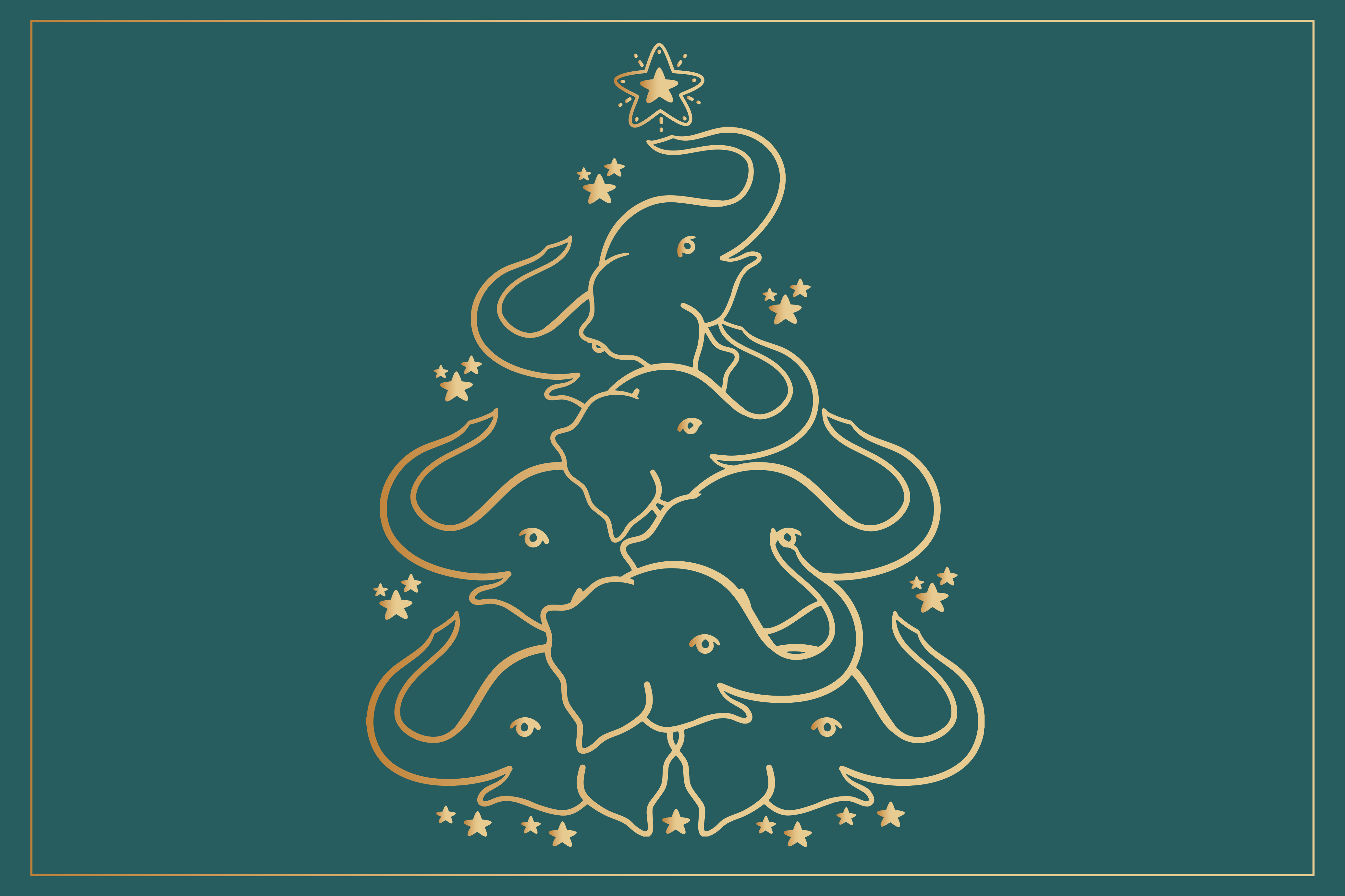 Christmas placemat elegant elephant tree - TenStickers