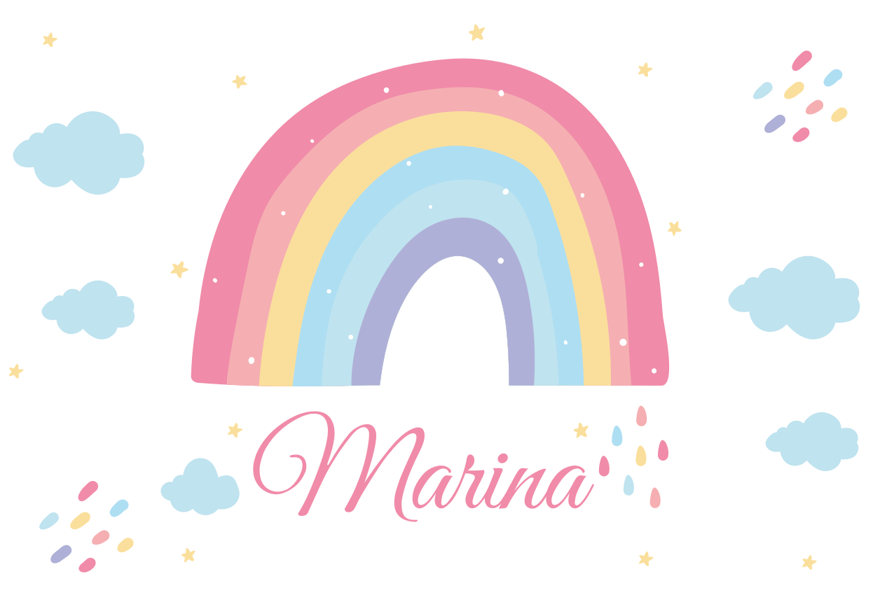 Children placemat rainbow personalized with name - TenStickers