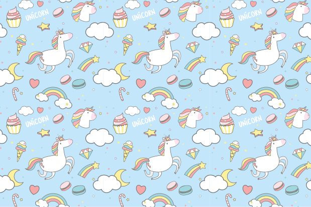 Children placemat unicorns and rainbows - TenStickers