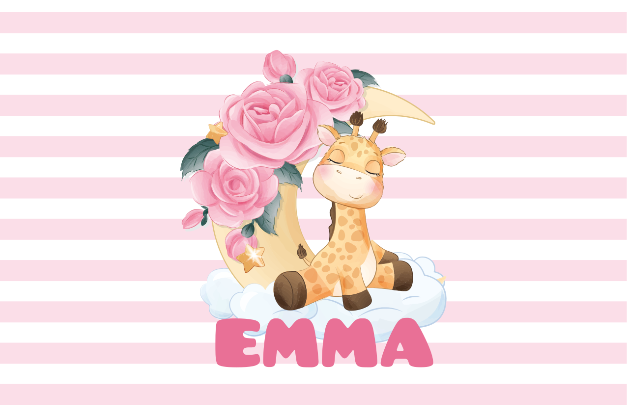 Children placemat giraffe with roses - TenStickers
