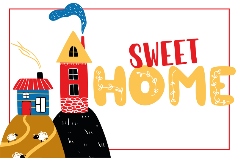 Children placemat colorful house design - TenStickers