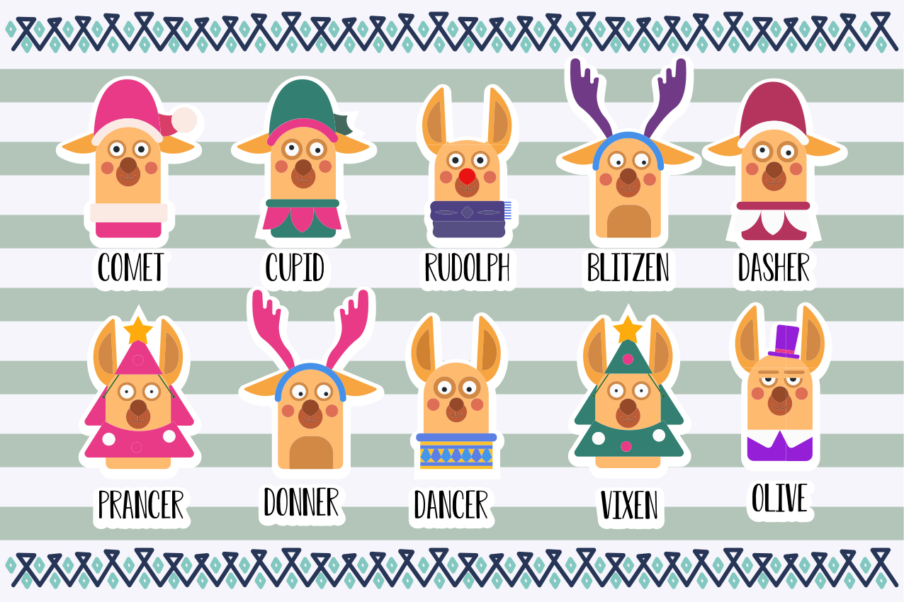 Original placemat reindeer character set - TenStickers