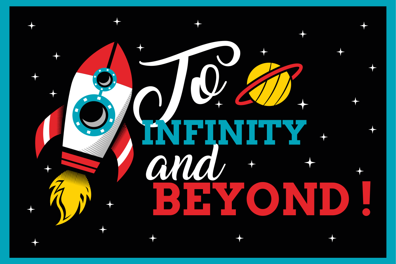 Placemat with quote rocket to infinity - TenStickers