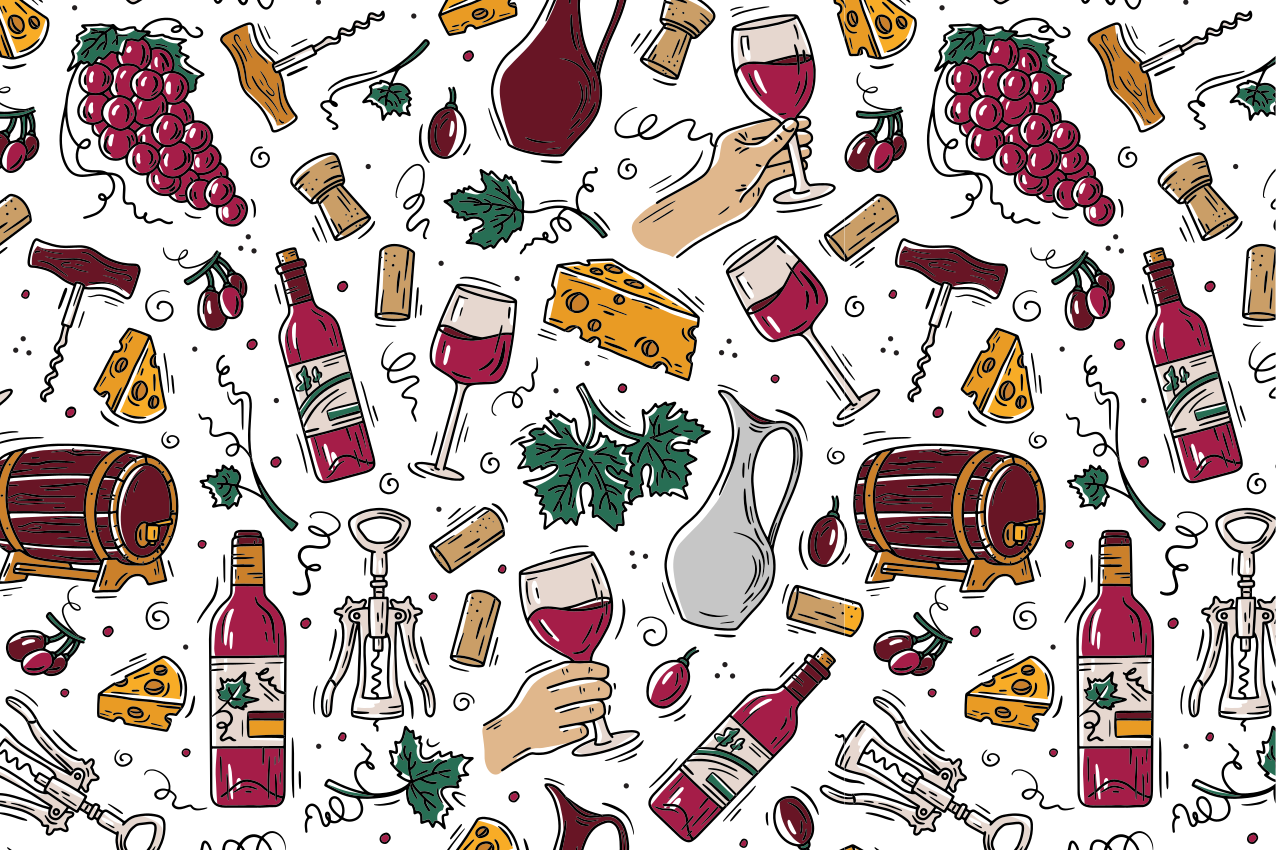 Original placemat wine and cheese design - TenStickers