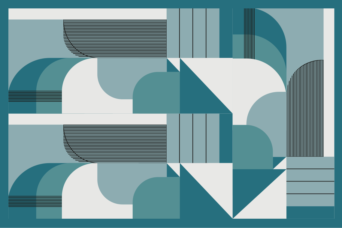 Modern placemat with geometric teal designs - TenStickers