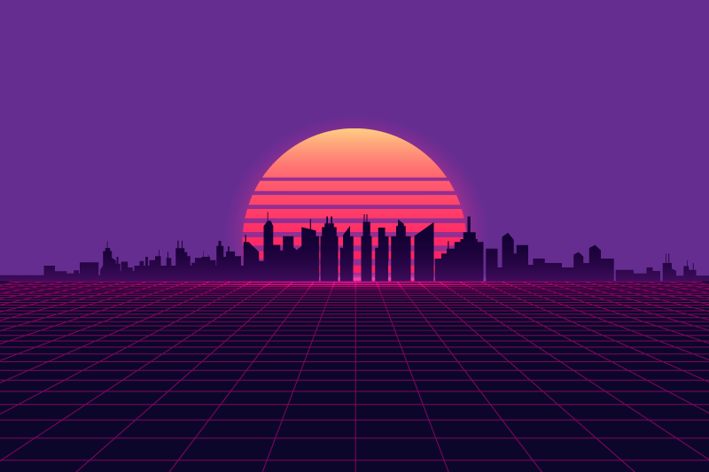 Modern placemat sunset skyline view - TenStickers