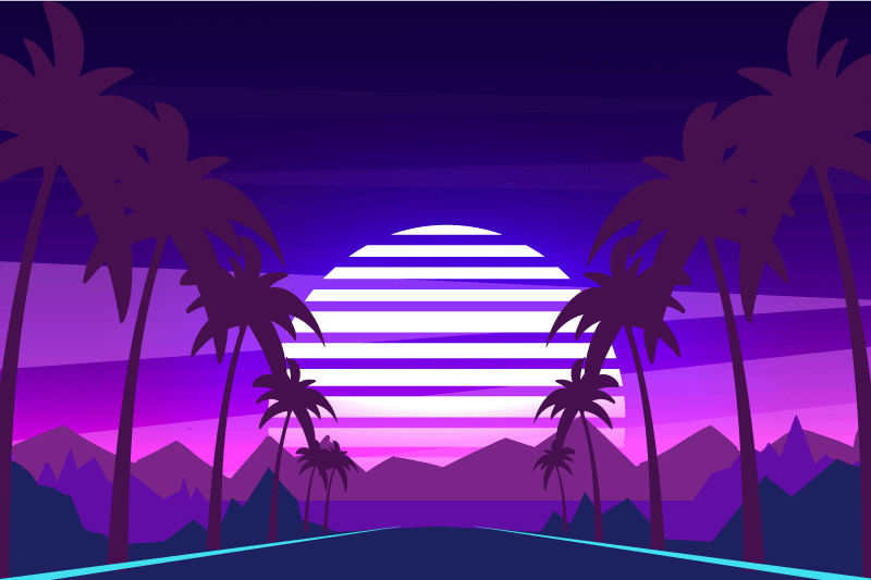 Modern placemat tropical sunset view - TenStickers