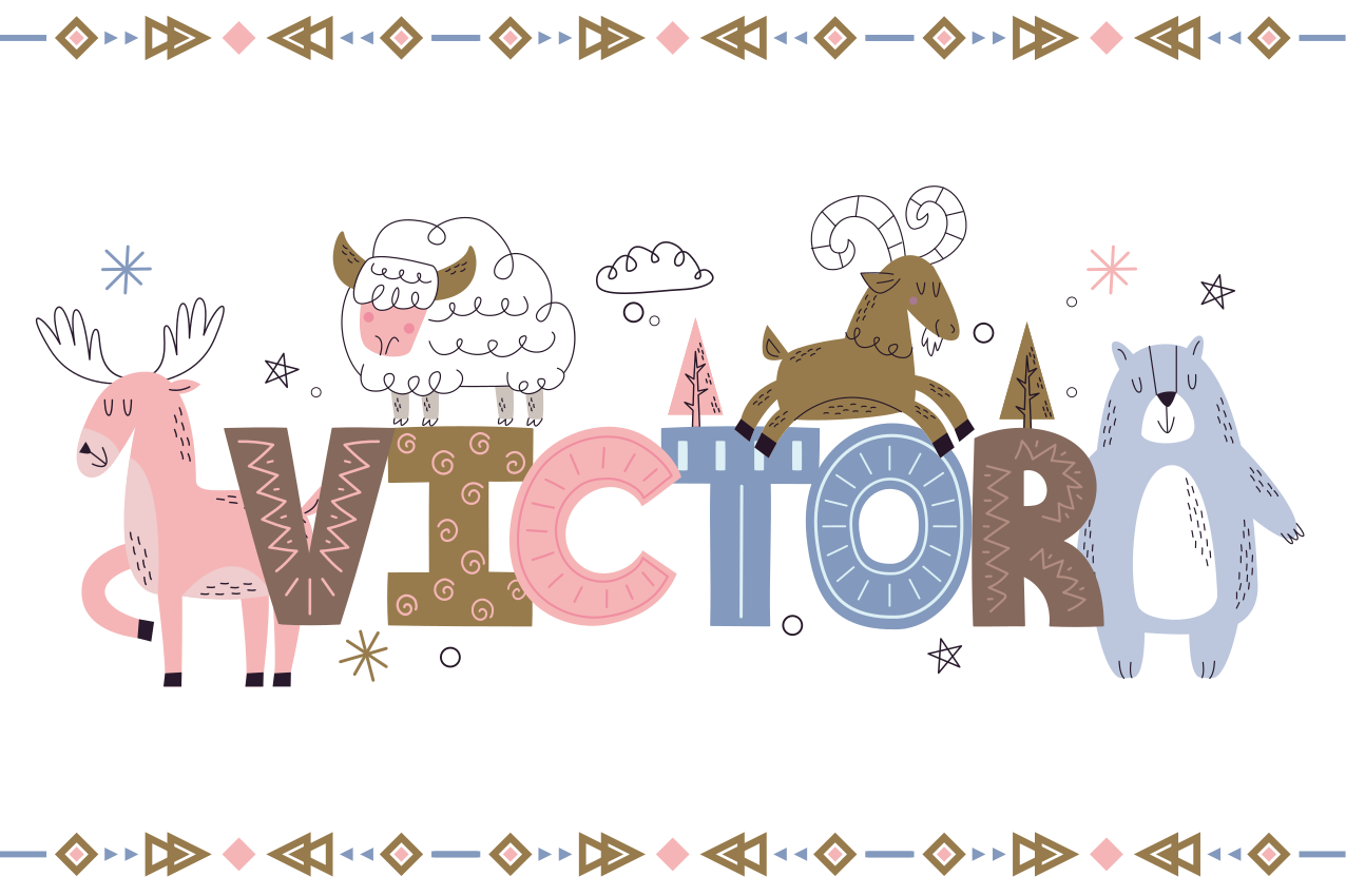 Polar kid animals with custom name  placemats - TenStickers