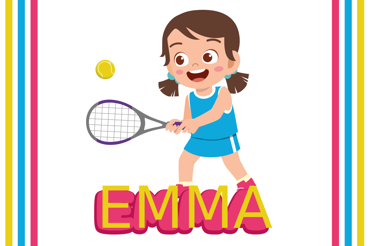 Happy tennis player children placemat - TenStickers