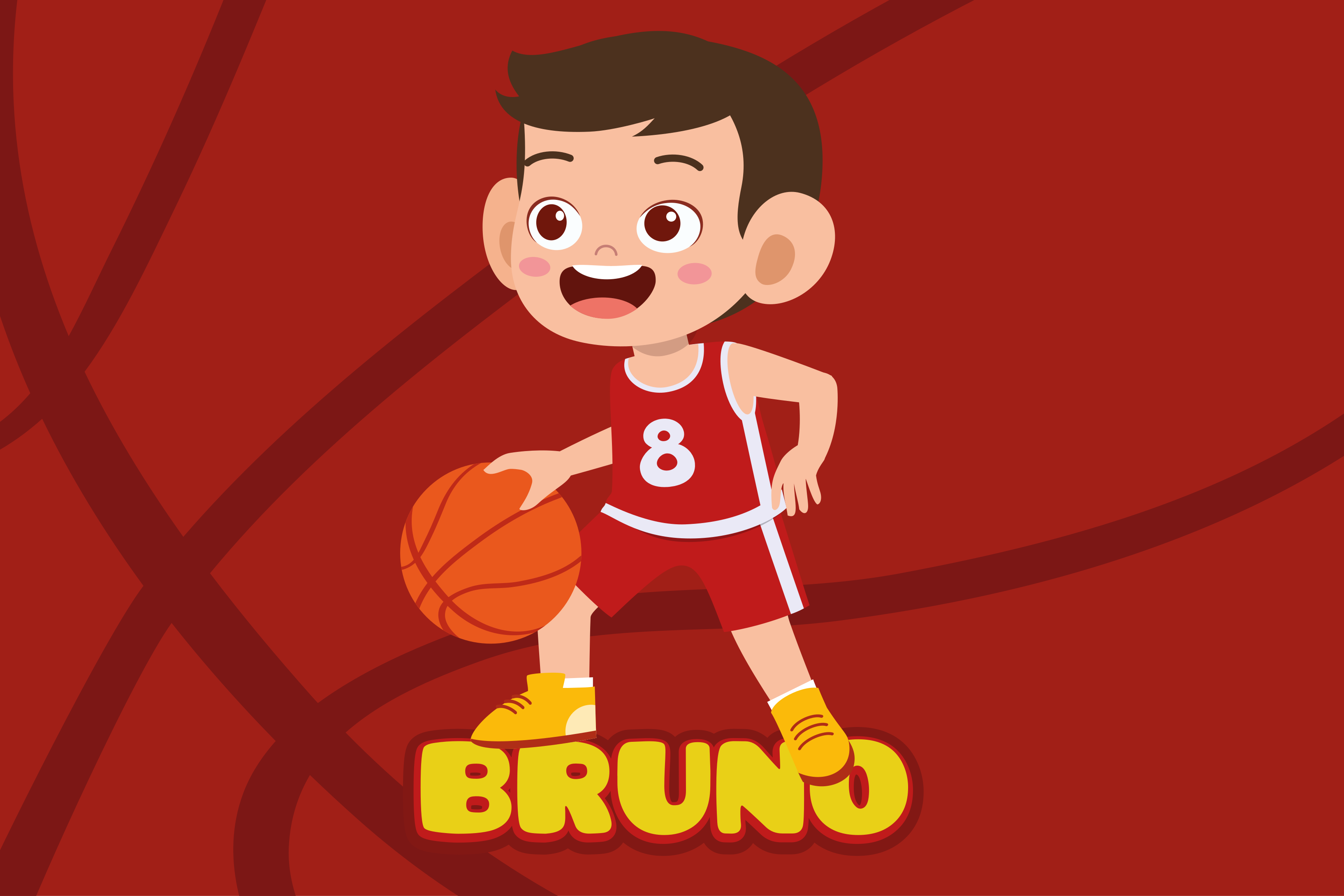 Kid basketball player with name  placemats - TenStickers