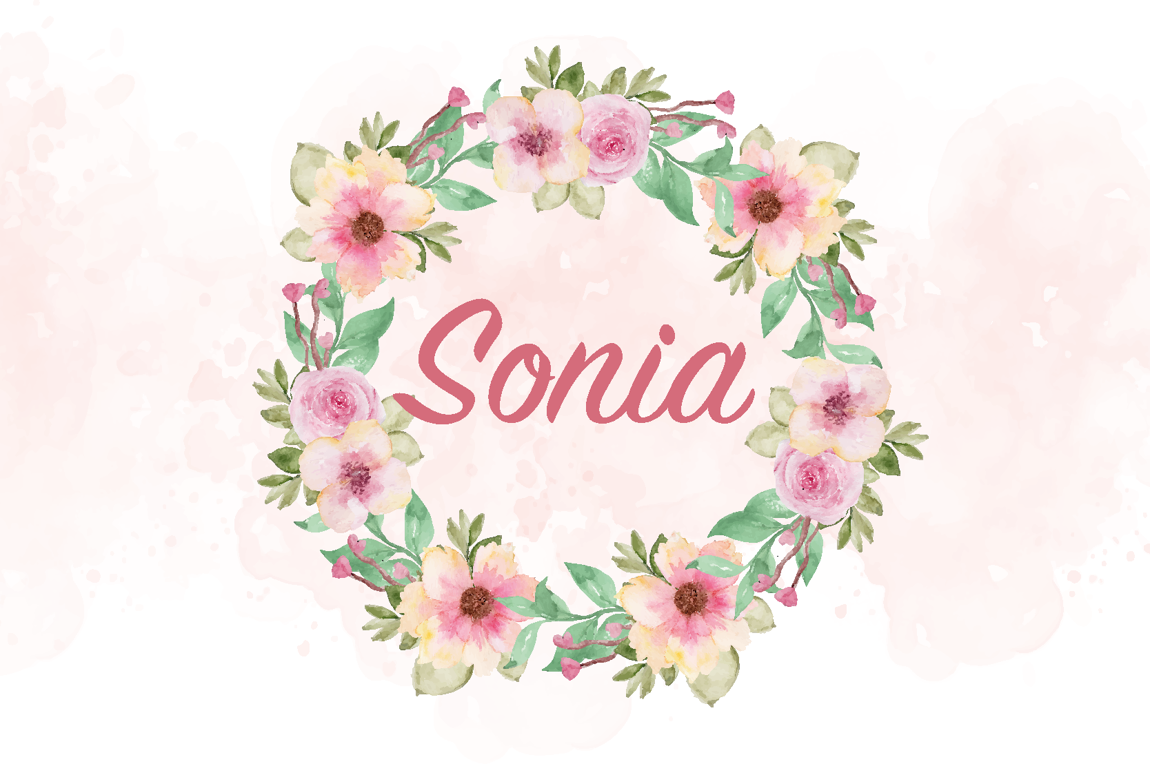Watercolour flowers custom name placemat - TenStickers