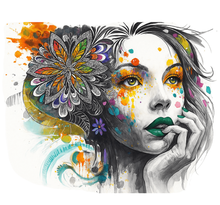 Exploding colours portrait urban wall mural - TenStickers