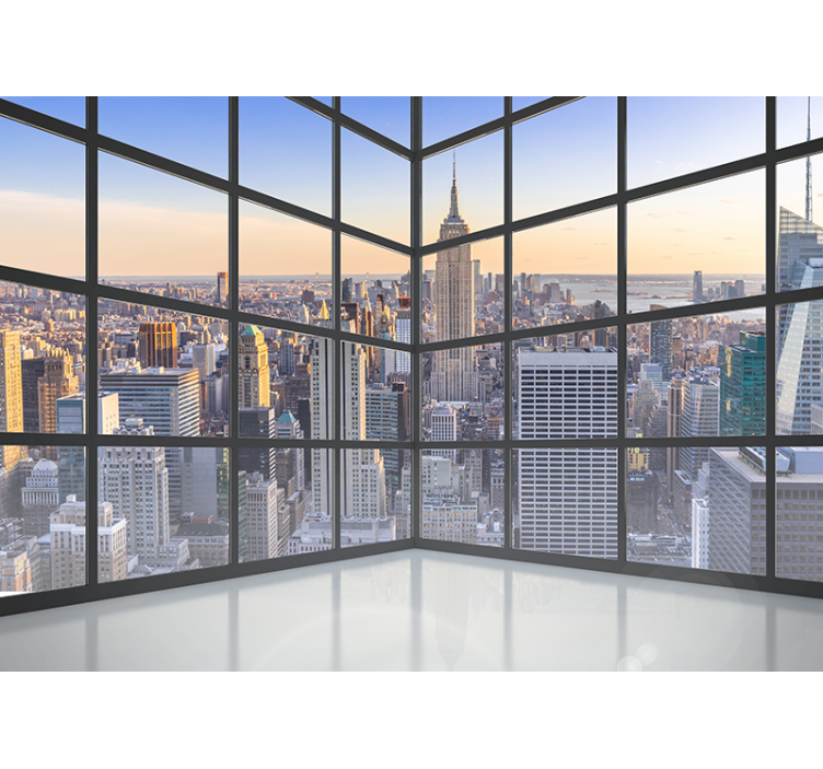 Modern window with NYC skyline view 3d wallpaper - TenStickers